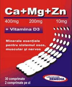Ca-Mg-Zn cu Vitamina D3 *30cpr