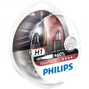 Philips H1 Vision Plus 12V 55W - Set 2 Becuri Auto Far Halogen