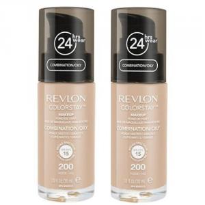 Pachet Revlon 2 buc X Fond de ten Revlon Colorstay cu SoftFlex pt ten combinat si gras cu pompita - 200 Nude