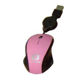 Mouse USB mini optic Serioux Pastel 3100R pink, retractabil, prelungitor USB inclus, scroll, blister