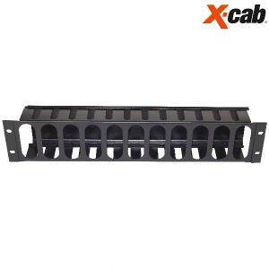 Organizator de cabluri cu degete si capac din metal Xcab, montare orizontala, 2U