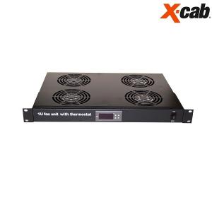 Baterie de 4 ventilatoare + termostat digital Xcab, alimentare 230V, cu montare pe sina 1U