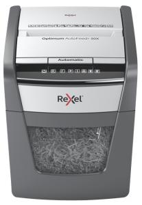 Distrugator documente automat REXEL Optimum 50X, P4, cross-cut (confeti), 50 coli, cos 20l, negru