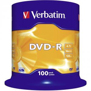 DVD-R Verbatim SL 16X 4.7GB, Spindle Matt Silver, 100 buc/set