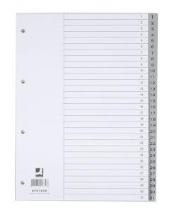 Index plastic gri, numeric 1-31, A4, 120 microni, Q-Connect