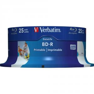 BD-R Verbatim SL Datalife 25GB* 6x Wide Inkjet Printable 25 Pack Spindle