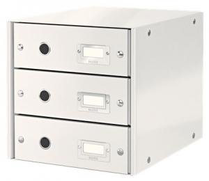 Cabinet cu sertare Leitz WOW Click & Store, 3 sertare, carton laminat, A4, alb