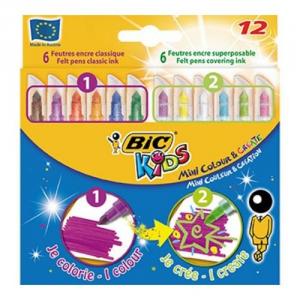 Markere colorate Bic Mini Colour & Create, 12 buc/set