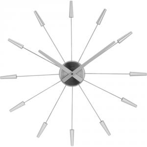 Ceas de perete, D-58 cm, otel inoxidabil, NeXtime - "Plug Inn", argintiu