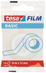 Banda adeziva de birou transparenta Tesa Basic, 12 mm x 33 m