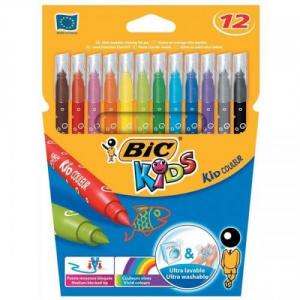 Markere colorate ultralavabile, BIC, Kid Couleur, 12 buc/set