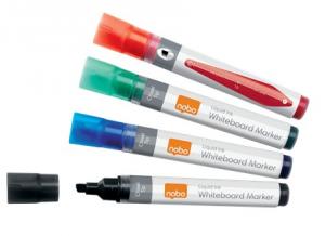 Marker NOBO, pentru table si flipcharturi, varf 5-12 mm, 4 buc/cutie, diverse culori