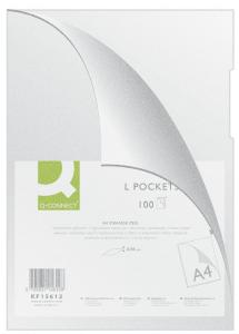Folie protectie "L" pentru documente A4, 80 microni, 100 buc/set, Q-Connect - cristal