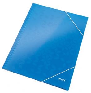 Mapa cu elastic Leitz WOW, carton laminat, A4, 250 coli, albastru
