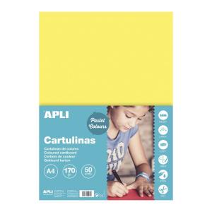 Carton color Apli, A4, 170 g, 50 coli/top, galben pal