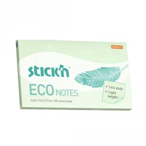 Notes autoadeziv 76 x 127 mm, 100 file, Stick"n Eco - verde pastel