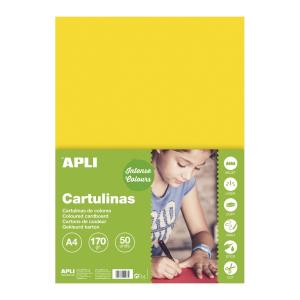 Carton color Apli, A4, 170 g, 50 coli/top, galben