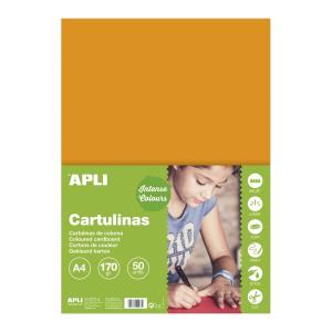 Carton color Apli, A4, 170 g, 50 coli/top, portocaliu