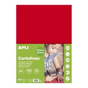 Carton color Apli, A4, 170 g, 50 coli/top, rosu