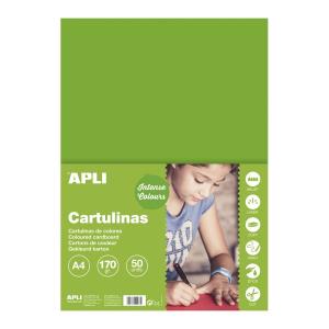 Carton color Apli, A4, 170 g, 50 coli/top, verde intens