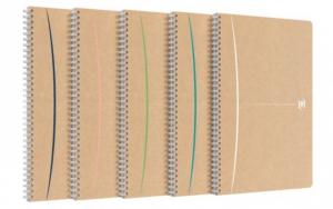 Caiet cu spirala A4, OXFORD Touareg, 90 file - 90g/mp, coperta carton reciclat, culoare nisip/asortate - dictando