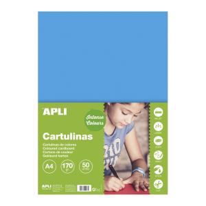 Carton color Apli, A4, 170 g, 50 coli/top, albastru