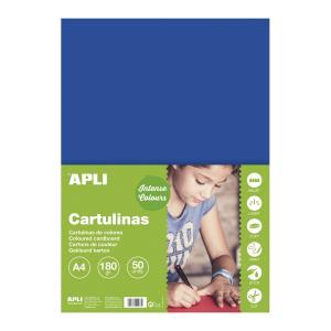 Carton color Apli, A4, 170 g, 50 coli/top, albastru inchis