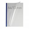 Coperti plastic PVC cu sina metalica 13mm, OPUS Easy Open - transparent mat/albastru