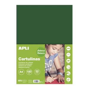 Carton color Apli, A4, 170 g, 50 coli/top, verde inchis