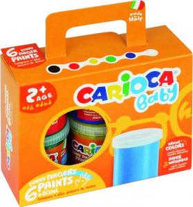 Tempera lavabila, pentru pictura cu mana, 6 culori x 80ml/set, CARIOCA Baby Finger Paint 2+