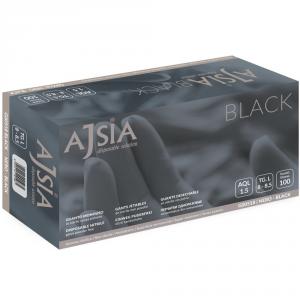 Manusi nitril AJSIA Black, unica folosinta, nepudrate, 0.13mm, 100 buc/cutie - negre - marime L