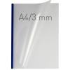 Coperti plastic PVC cu sina metalica 3mm, OPUS Easy Open - transparent mat/albastru