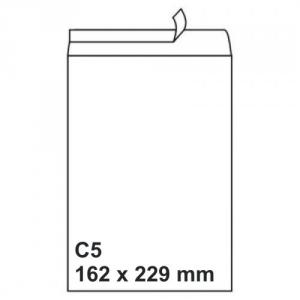 Plic pentru documente C5, 162 x 229 mm, 80 g/mp, banda silicon, 500 bucati/cutie, alb