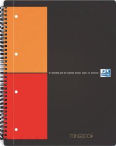 Caiet cu spirala A4 , OXFORD International Filingbook, 100 file-80g/mp, coperta carton rigid - mate