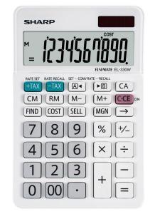 Calculator de birou, 10 digits, 152 x 94 x 28 mm, dual power, SHARP EL-330W - alb