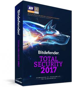 Licenta antivirus retail Bitdefender Total Security 2017, Nou, 1 AN - licenta valabila pentru 3 calculatoare