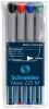 Universal non-permanent marker SCHNEIDER Maxx 225 M, varf 1mm, 4 culori/set