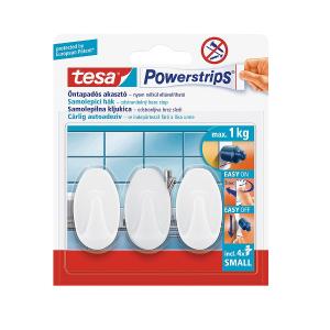 Carlige adezive Tesa Powerstrips, ovale, albe, 3 buc/set