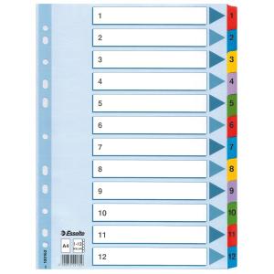 Separatoare Esselte Mylar, cu index 1-12 laminat