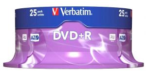 DVD+R Verbatim SL 16X 4.7GB Spindle Matt Silver, 25 buc/set