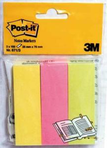 Page marker Post-it, 25 x 76 mm, 3 culori/set, 100 file/culoare
