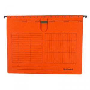 Dosar suspendabil cu sina, carton 230g/mp, bagheta metalica, 5 buc/set, DONAU - orange