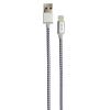 Cablu date GRIXX - 8-pin to USB Apple MFI License, impletit, lungime 1m - gri/alb