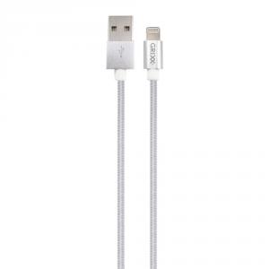 Cablu date GRIXX Optimum - 8-pin to USB Apple MFI License, impletit, lungime 1m - alb