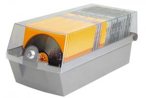 Cutie plastic pentru 60 CD/DVD, cu cheita, HAN Max 60 - gri deschis