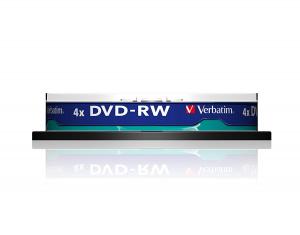 DVD-RW Verbatim SL 4X 4.7GB 10PK Spindle Matt Silver