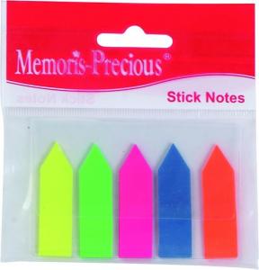 Index Memoris-Precious, autoadeziv, plastic, forma sageata, 12 x 45 mm, 5 culori/set, 25 file/culoare