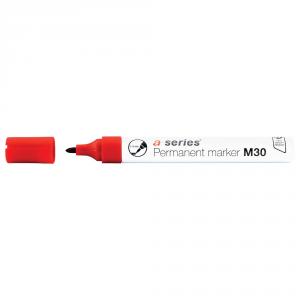 Marker permanent A-series, corp aluminiu, varf rotund 1-3 mm, rosu