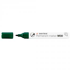 Marker permanent A-series, corp aluminiu, varf rotund 1-3 mm, verde