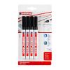 Marker permanent edding 400, varf rotund 1 mm, negru, 4 bucati/blister